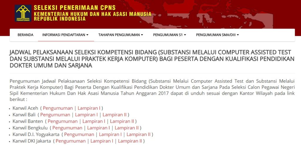 Jadwal Lokasi Seleksi Kompetensi Bidang SKB CPNS Kemenkumham Lulusan ...