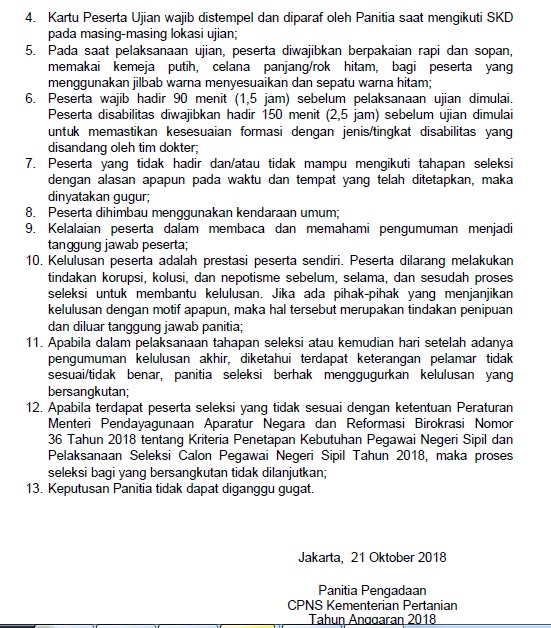 Pengumuman Hasil Seleksi Administrasi Cpns Kementan 2018