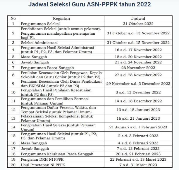 Jadwal Syarat Dan Cara Pendaftaran PPPK P3K Guru 2022 2023