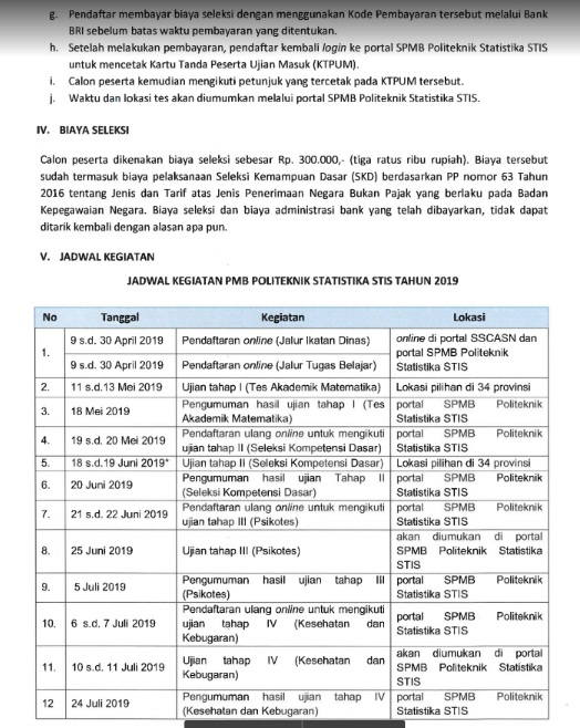 Jadwal Syarat Dan Cara Pendaftaran Calon Mahasiswa Baru STIS 2019 ...